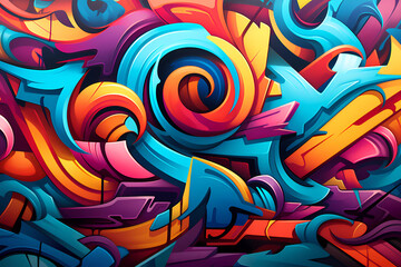 Multi-colored abstraction in the style of graffiti. Multicolored background. Explosion, splash, waves, splashes.