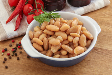 Whinte canned kidney beans in the bowl