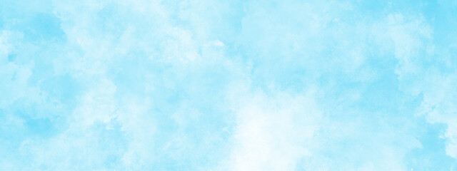 Sky clouds with brush painted blue watercolor texture, small and large clouds alternating and moving slowly on cloudy winter morning blue sky, white cloud and clear blue Abstract sky in sunny day.