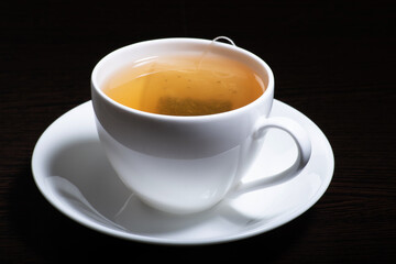 Closeup of green tea cup on the table