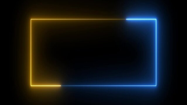  Glowing neon rectangle frame line seamless looping animation