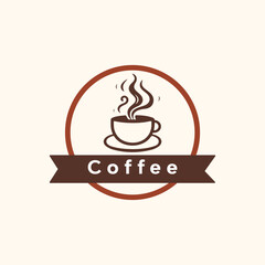 Vector simple and minimal Coffee Logo, Coffee cafe design Concept with white background 