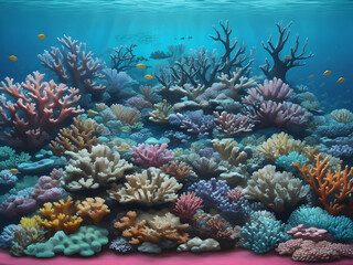 Fototapeta na wymiar Enchanting Underwater Coral Reef: A Colorful World Beneath the Waves