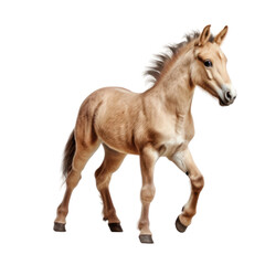 Obraz premium Cute foal isolated on transparent background. Farm animal png clip art element.