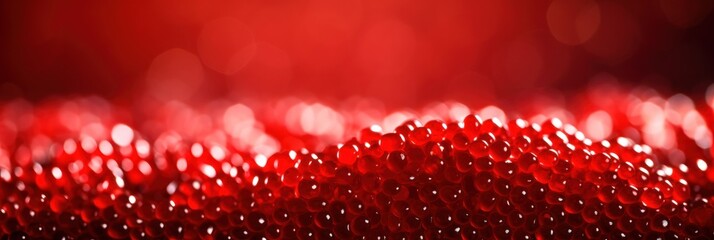 Delicious red caviar, wide horizontal panoramic banner with copy space, or web site header with empty area for text. - obrazy, fototapety, plakaty
