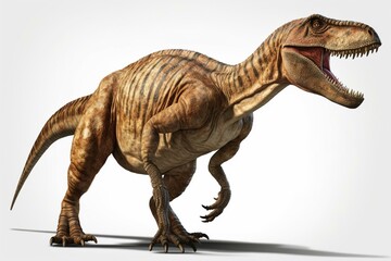 Fototapeta premium Realistic full body image of a ceratosaurus on a white background. Generative AI