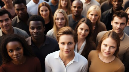 Obraz premium Portrait of multi ethnic large group of people looking at camera.