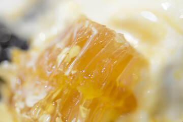 A close-up image showcased the delectable combination of honey bee-infused flavors and creamy ice...