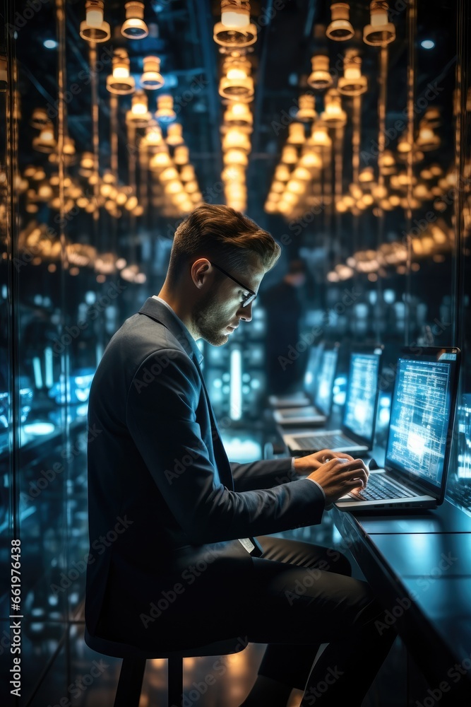 Fototapete IT Programmer, IT technician working on network programming with online technology.