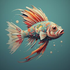 Fototapeta premium Flag fish swim with large eyes and large wings Ai generated art