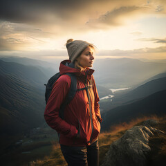Nature woman hiking in the mountains