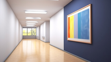 Fototapeta premium An immaculate, present-day hallway with abandoned merchanise on the wall presents an idealized, three-dimensional interpretation.