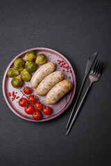 Sausages vegetable protein seitan meatless soy wheat classic taste vegetarian or vegan snack