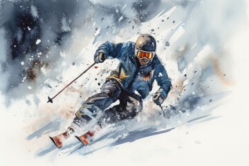 Extreme sport on ski boards. Snow tourism concept. Generative AI.