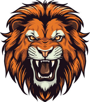 lion head isolated on white, mascot vector, png, cutout