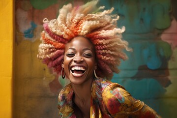 Afro black woman smiling