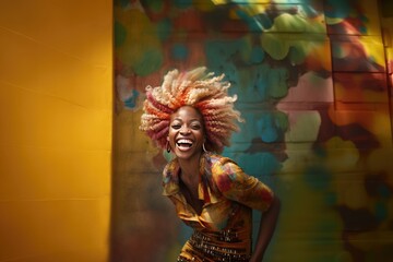 Afro black woman smiling