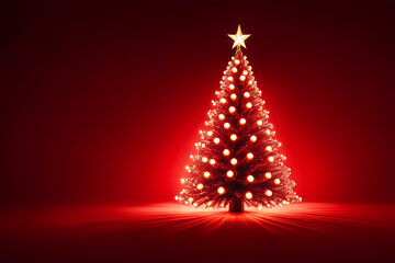 xmas celebration, christmas festivity wallpaper, xmas decoration, impressive illustration of red christmas tree, beautiful christmas background, impressive red christmas tree
