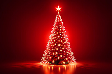 impressive red christmas tree, beautiful christmas background, impressive illustration of red christmas tree, xmas celebration, christmas festivity wallpaper, xmas decoration