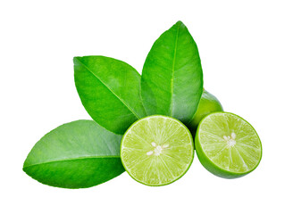 Limes with slices and leaves transparent png