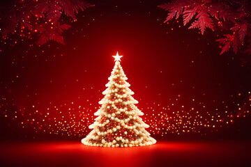 christmas festivity wallpaper, impressive illustration of red christmas tree, xmas celebration, xmas decoration, impressive red christmas tree, beautiful christmas background