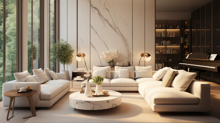 Luxury style large living room with the same style.
