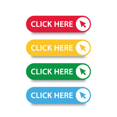 Fototapeta premium Click here button with arrow pointer clicking icon. Click here vector web button. Web button with action of arrow pointer.