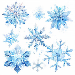 Flat snowflakes set illustration for web marketing design