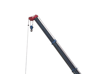 アームを上げながらワイヤー下げて作業するクレーン