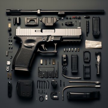Glock firearms costumes and props knolling knolling Ai generated art