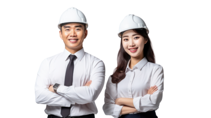 Asian engineer portrait on the transparent background