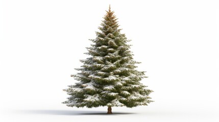 Fototapeta premium A snow-covered pine tree in a serene winter landscape