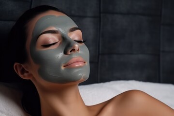 Serene Woman Wearing Facial Mask Enjoys Spa Session With Closed Eyes