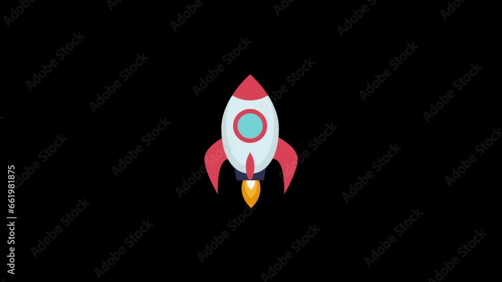 Poster rocket glitch icon - glitch old screen display animation. 4k motion animation.