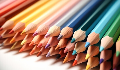 Color pencils on white background. AI generated