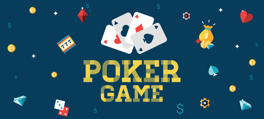 Fototapeta na wymiar Online Poker and Casino Dark Game Landscape Mobile App Ui Kit Template