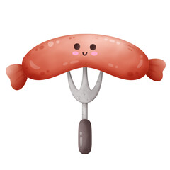 Cute smiling sausage cartoon illustration