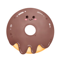 Cute smiling chocolate donut cartoon illustration