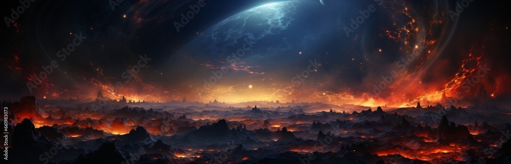 Poster abstraction of outer space, illuminated lines in aura style, concept: thematic splash screen, energy