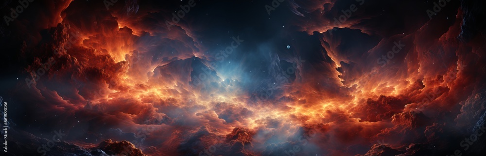 Poster abstraction of outer space, illuminated lines in aura style, concept: thematic splash screen, energy