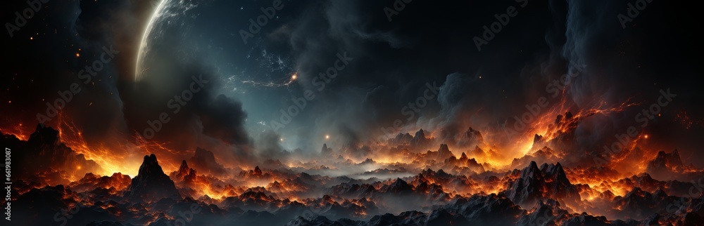 Poster abstraction of outer space, illuminated lines in aura style, concept: thematic splash screen, energy