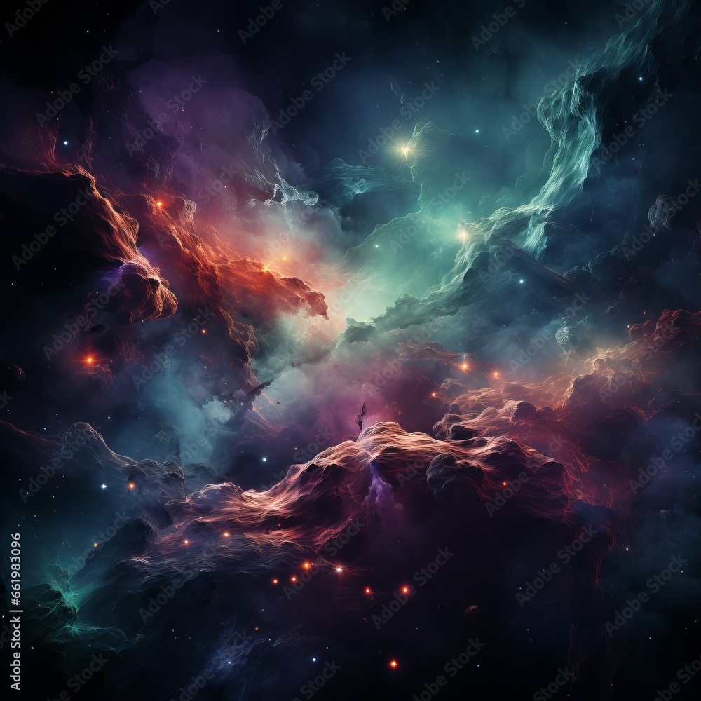 Poster abstraction of outer space, illuminated lines in aura style, concept: thematic splash screen, energy