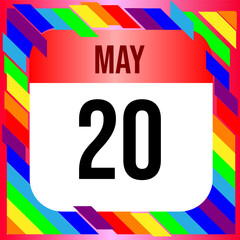 May 20 - Calendar with Rainbow colors. Vector illustration. Colorful  geometric template design background, vector illustration
