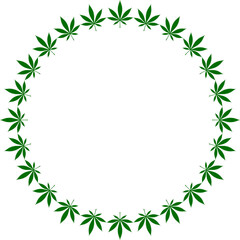 Fototapeta na wymiar Cannabis also known as Marijuana Plant Leaf Silhouette Circle Shape Composition, can use for Decoration, Ornate, Wallpaper, Cover, Art Illustration, Textile, Fabric, Fashion, or Graphic Design Element