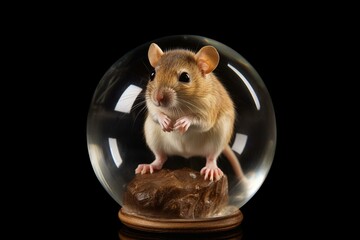 small rodent holding a transparent sphere. Generative AI