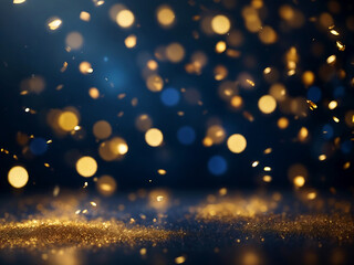 Abstract background with Dark blue and gold particle. Dark Blue and Gold Particle Elegance