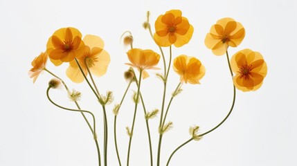 Beautiful background with dried flowers isolated on white background. Illustration for cover, postcard, greeting card, postcard, interior design, packaging, invitations or print. - obrazy, fototapety, plakaty