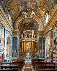 Fototapeta na wymiar Gesù e Maria baroque styled church in the Campo Marzio district of Rome, Italy