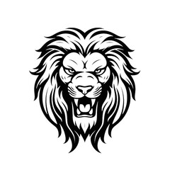 Fototapeta premium roaring lion cat head isolated on white, mascot vector, cartoon, illustration