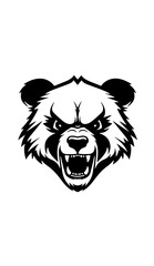 roaring panda bear head isolated on white, mascot vector, cartoon, illustration